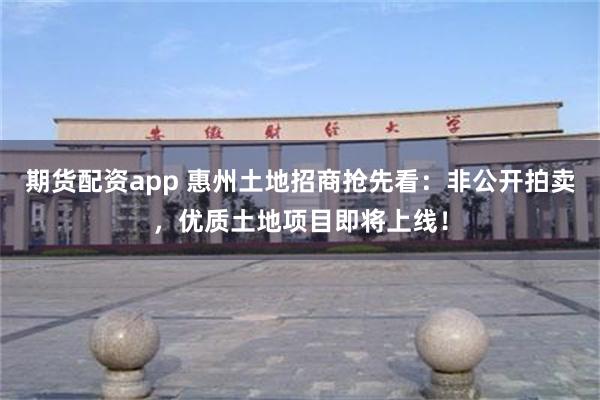 期货配资app 惠州土地招商抢先看：非公开拍卖，优质土地项目即将上线！